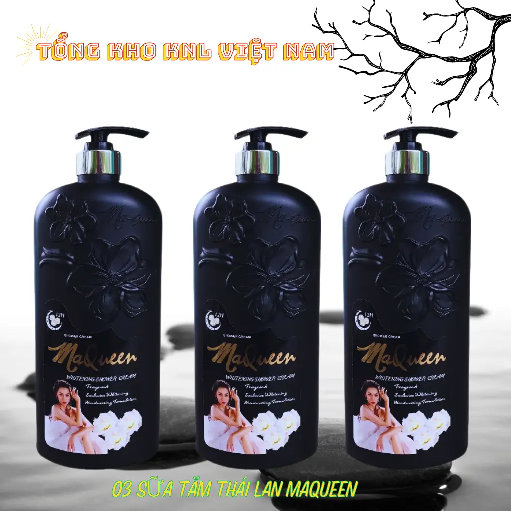 (COMBO 3 ĐEN)Sữa Tắm Thái Lan Maqueen 1200ml | Sữa Tắm Hương Nước Hoa Hồng Dưỡng Da Body