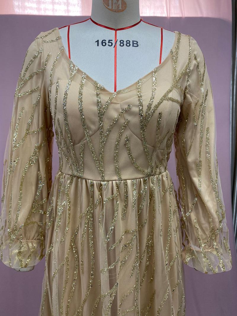 Product Introduction of 2025 new gold heavy industry beads luxury evening dress sexy Cosmopolitan Queen long dress yq7109 15