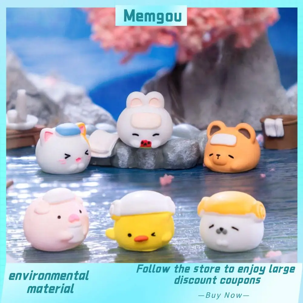Gift Resin Miniature Animal Figurines DIY Hot Springs Cartoon Bathing Animals Statue Fairy Garden Seal Duck Pig Mini Animal Models
