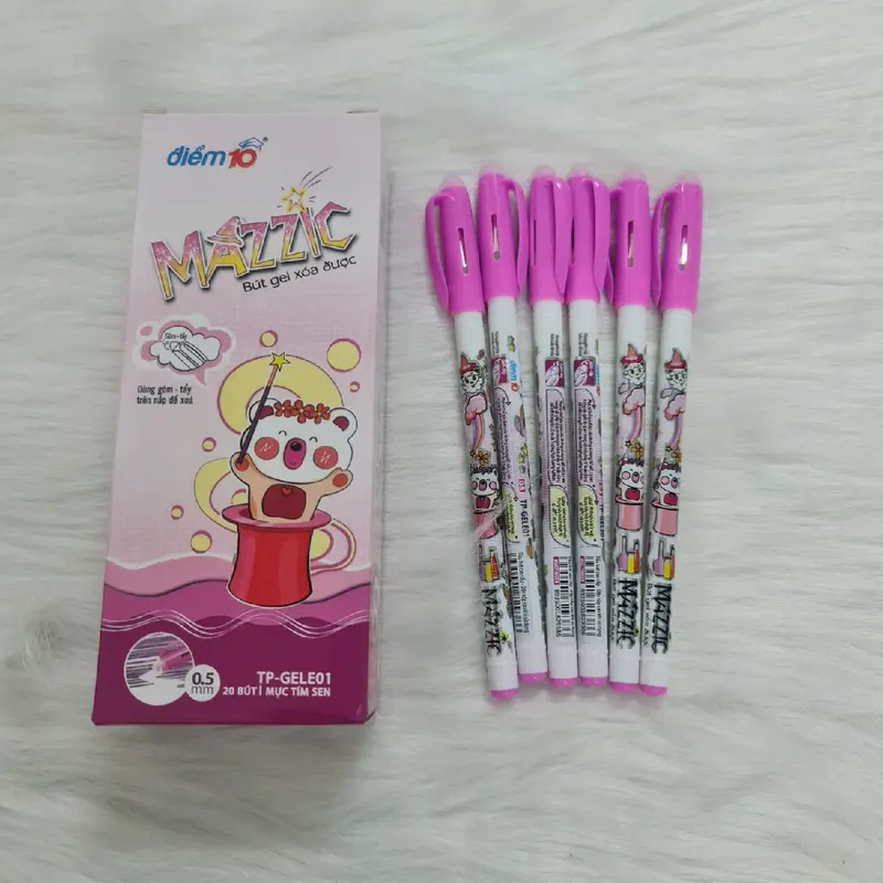Bút điểm 10 MAZZIC có đầu tẩy, nét bút đều đậm, có mực xanh và mực tím but  viet 3