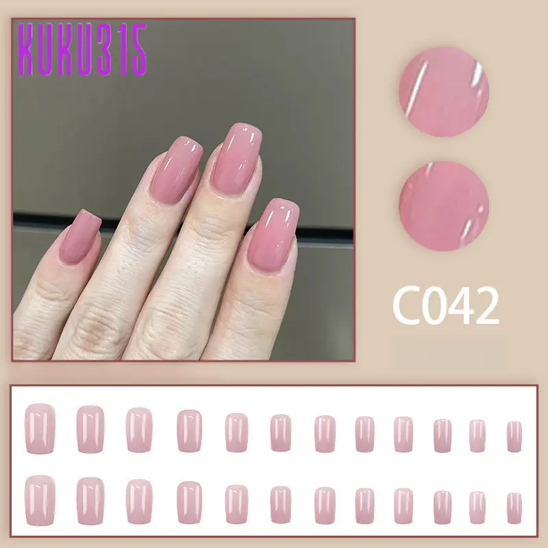 KUKU315 [Seri Warna] [Gratis Alat Pasang + Lem Jelly] 24Keping Kuku Palsu Dan Lem Kuku Palsu Nail Art Dan Lem Kualitas Premium Bisa Dipakai Berulang 7