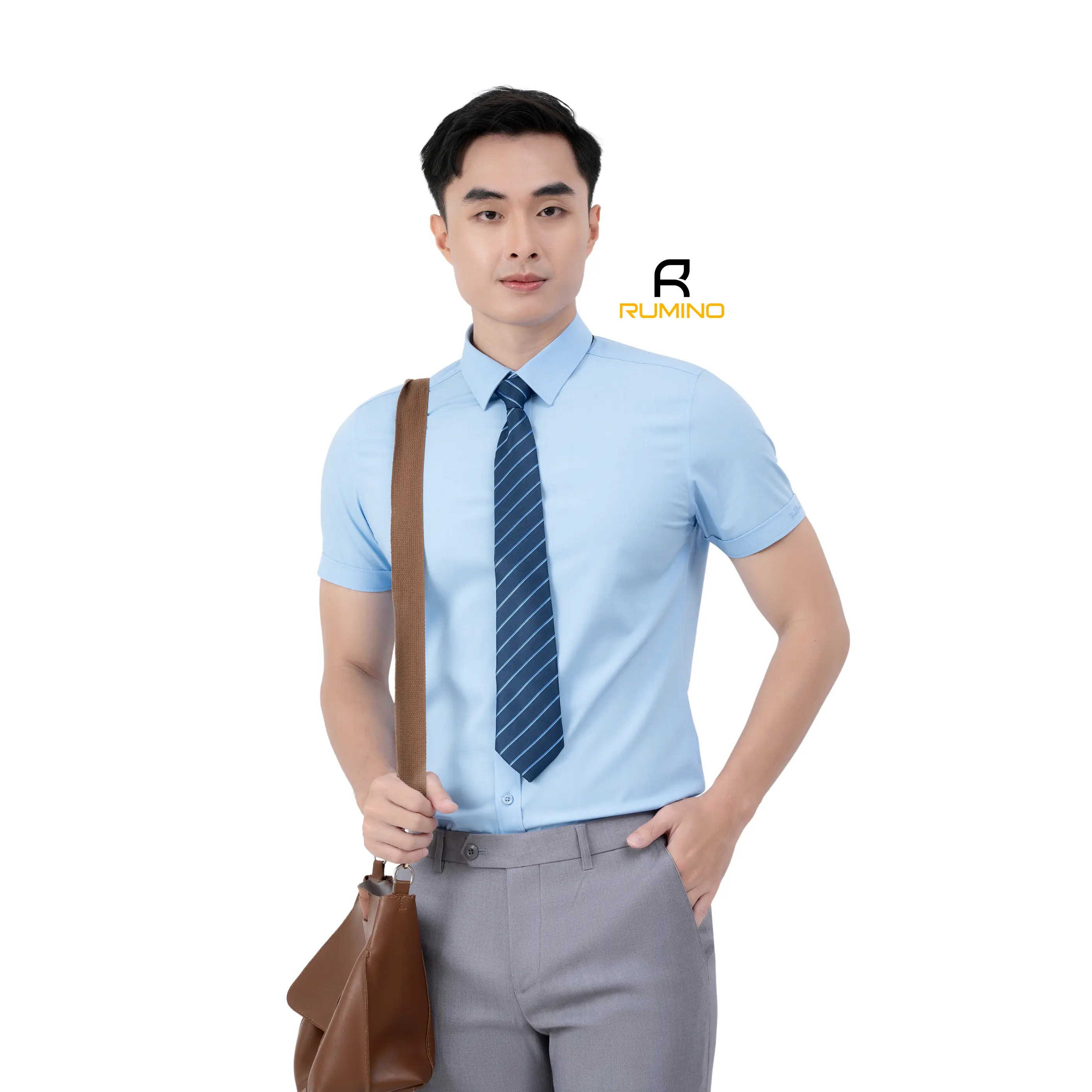 ÁO SƠ MI NAM MÀU TRƠN TAY NGẮN TRẺ TRUNG BỀN ĐẸP PHONG CÁCH LỊCH LÃM DÁNG BODYFIT