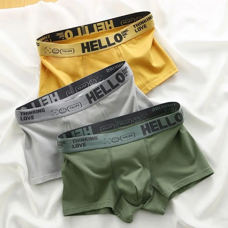 Đồ lót nam mới mùa xuân, mùa thu và mùa đông Boxer màu trơn sinh viên cao cấp tính cách hợp thời trang nam quần đùi Boxer 0