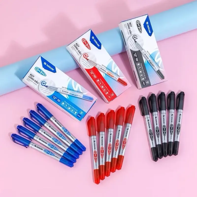 ￼(Hộp 10 chiếc) Bút lông dầu dạ kim PM-04 hai đầu nét nhỏ 0.4mm và 1mm