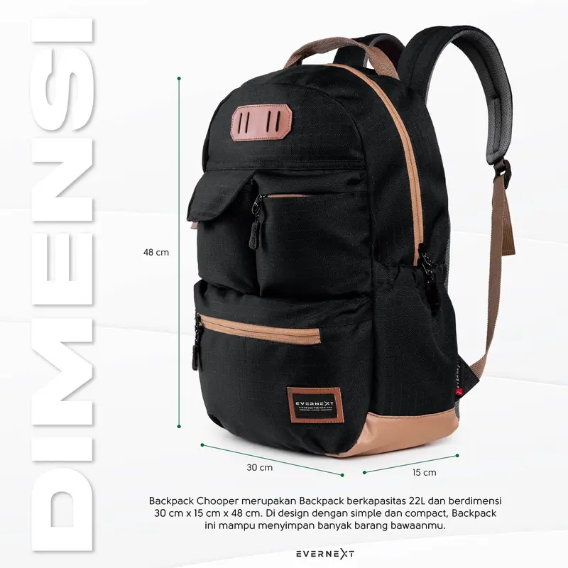 Evernext - Tas Ransel Laptop Wanita Backpack Chooper Tas Punggung Wanita Tas Outdoor Tas Sekolah Tas Kuliah Wanita 4