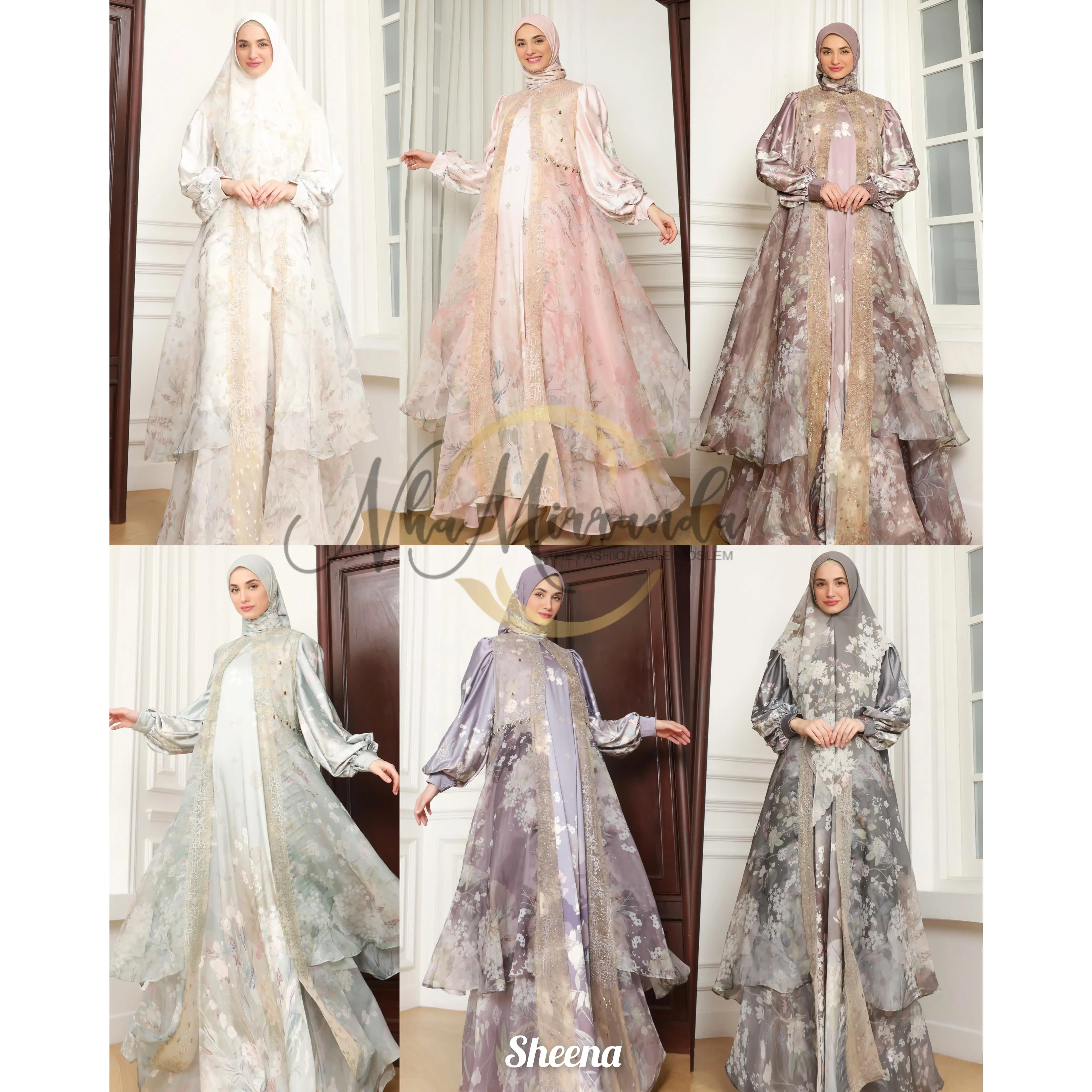 ORIGINAL Gamis Syari SHEENA - DIANA Set Scarf by Nha Miranda - Baju mewah pesta Lebaran REALPIC ORI 100%