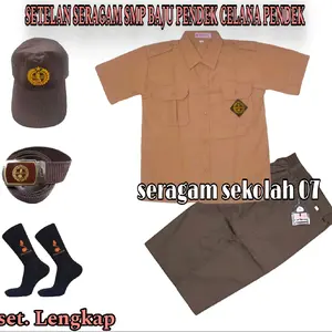 Setelan Pramuka Seragam Sekolah SMP Laki-laki super Lengkap Celana Pendek Baju Pendek Kelas 7 -9