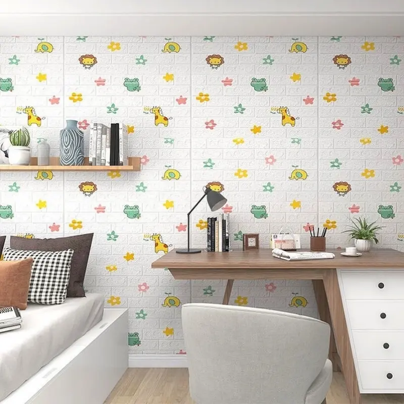 Giấy Dán Tường Dính Để Trang Trí Tường, Giấy Dán Tường 3D Chống Thấm Nước, Panner, Miếng Dán Tường Gạch, Giấy Dán Tường Xốp, Thiết Kế Giấy Dán Tường Phòng Ngủ 2