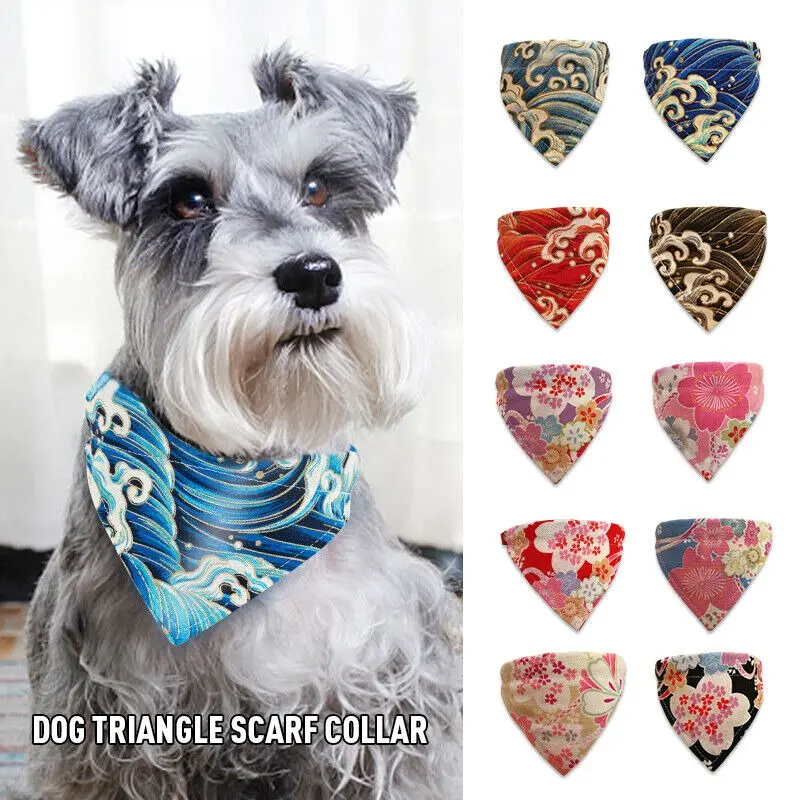 Japanese Adjustable Pet Dog Collar Triangle Scarf Puppy Cat Neckerchief Neck Bib