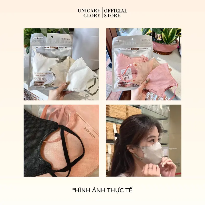 [TRỢ GIÁ HÔM NAY] UNICARE 6D (Thùng 50) Khẩu Trang Promax Cao Cấp Không Đau Tai, Chống Nước, Chống Tia UV, Phụ Kiện Che Mặt 4