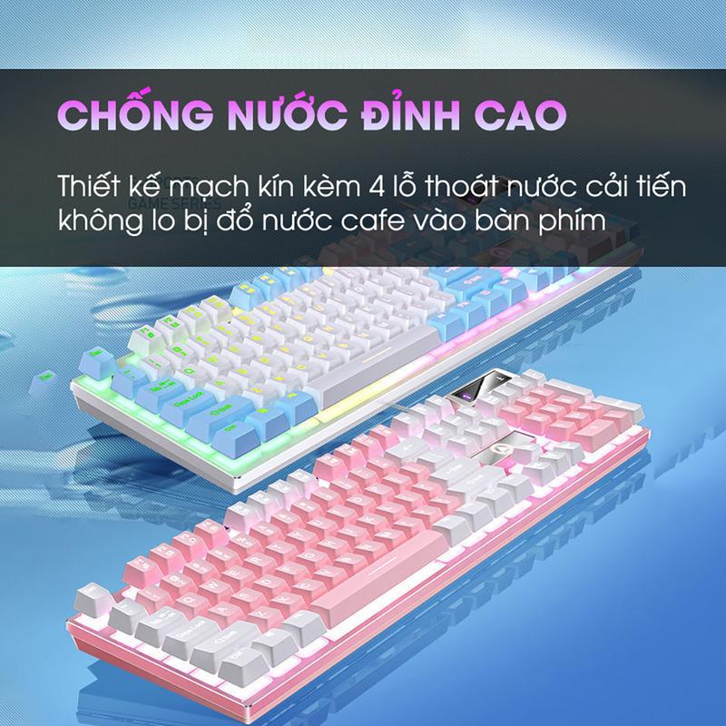 Bàn phím máy tính có dây giả cơ SIDOTECH K500 gaming led rgb màu hồng hành trình phím vừa phải giúp gõ nhanh chống nước tốt cho pc laptop chơi game văn phòng | BigBuy360 - bigbuy360.vn