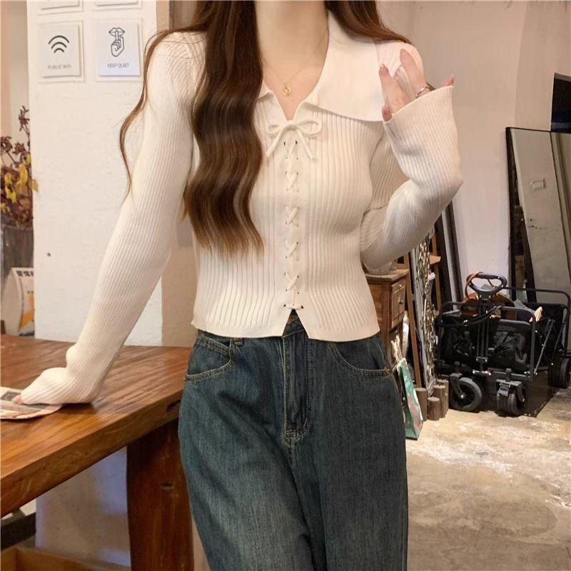Product Introduction of Áo Len Dệt Kim, Dài Tay, Cổ Polo, Hàng Mới Về Mùa Thu 2024, Áo Len Mặc Trong, Ngắn Và Nhỏ, Có Thể Mặc Bên Trong Áo Len, Dành Cho Nữ, Thích Hợp Cho Mùa Thu Và Mùa Đông 20