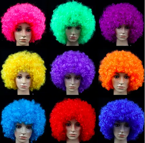 Afro Wig Curly Clown Hair Cosplay Full Wig Hair Halloween Explosive Wig Fashion Rambut Palsu Meletup Curly