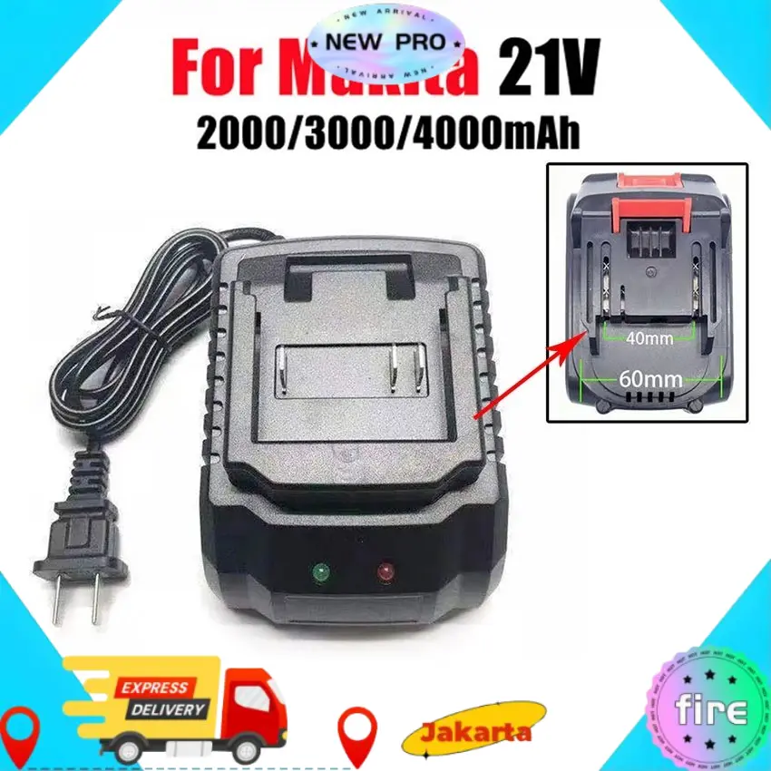 Charger Impact Wrench 21V Makita – Adaptor Cas Lithium untuk Baterai Bor Cordless Nagawa