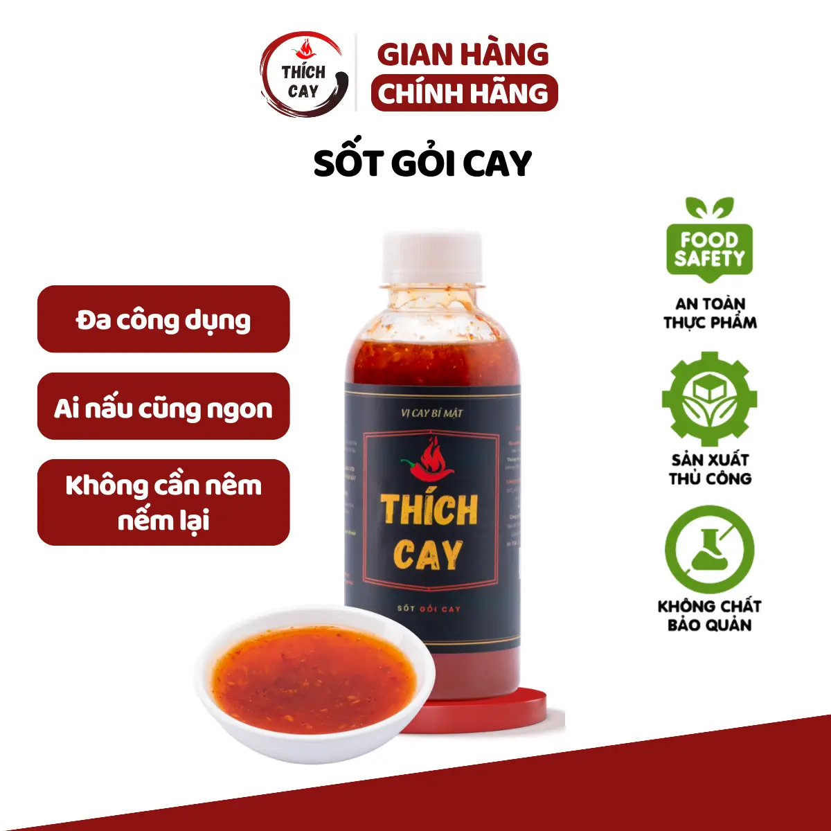 Sốt gỏi tiện lợi Thích Cay 120ml - 250ml tiện lợi, thành phần tự nhiên, nước xốt đa năng