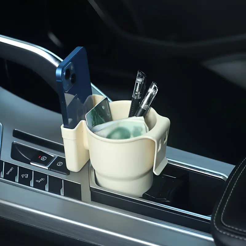 Multi-Purpose Car Cup Holder with Phone Stand - Durable PP Material, Vent Clip Design, Adjustable Automobile Drink Holder & Storage Organizer 5