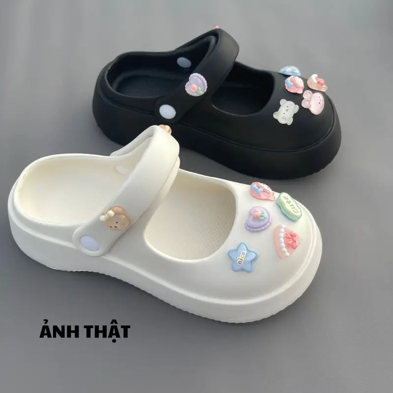 Dép nữ Mayto [MẪU 2025][XIXITIAO] sục nữ đế cao 5cm charm Pizza kiểu sandal quai hậu dễ thương hot trend 2023 CS-39 5