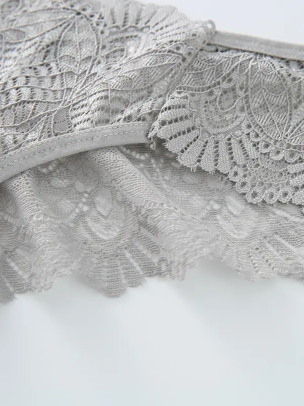 Women's 4pcs Scallop Trim Lace Panties, Solid Color Low Rise Comfort Knickers, Ladies Briefs, Women's Lingerie & Underwear 7