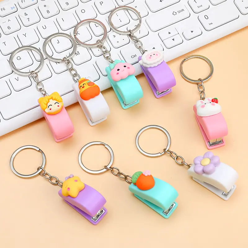 Staples Mini Stationery Karakter Cute Gantungan Kunci Stapler Souvenir Hekter ATK010 - XOBOX 1