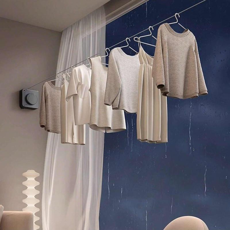 Retractable Clothes Line, 1 Set Hidden Clothes Line with Lock Button, Laundry Tools & Accessories for Home Bathroom Balcony 4