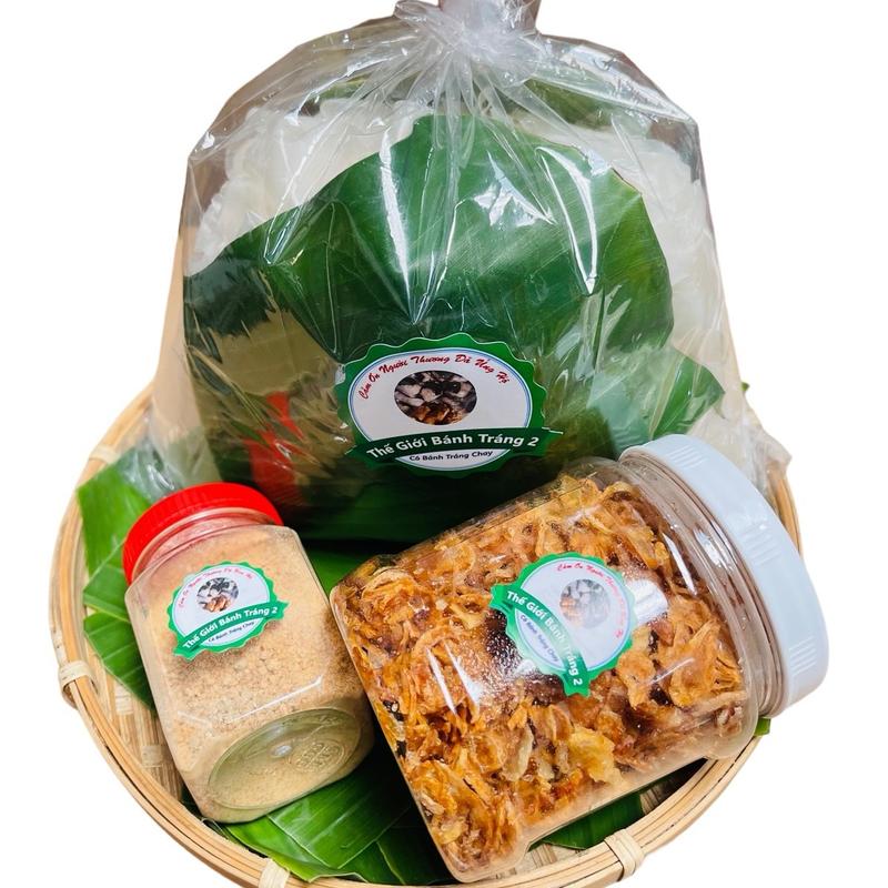 Combo 0.5kg rìa dẻo phơi sương+ hủ 100g muối nhuyễn + hủ 100g hành phi thơm ngon Tây Ninh bánh tráng trộn siêu ngon Gia Vị Ăn Vặt Food