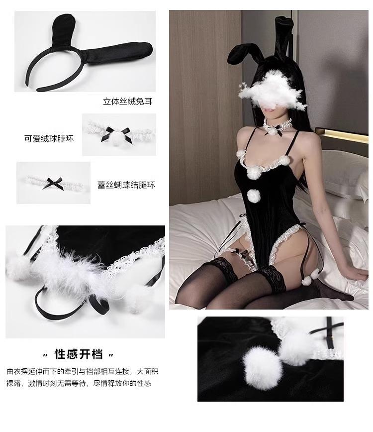 Product Introduction of [Discount] Pure Desire Bunny ~ Sweet Velvet Bunny Uniform Underwear Seduction Braces Jumpsuit Sexy Pajamas Christmas 3