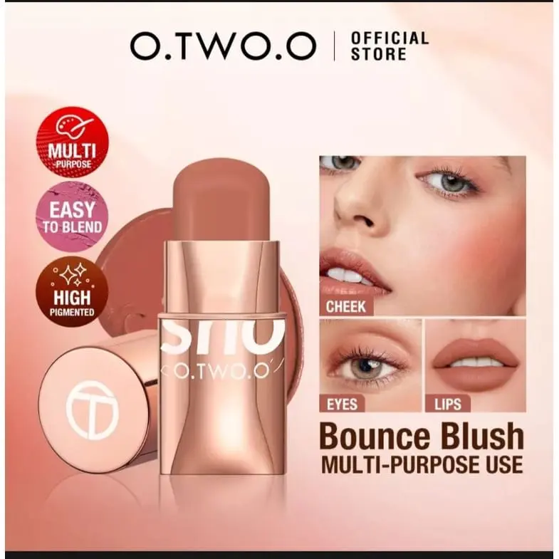 O.TWO.O Blush Stick Cream Blusher 6 Colors Hydrating Gloss lip & Cheek  Blendable Waterproof  Long Lasting Lip