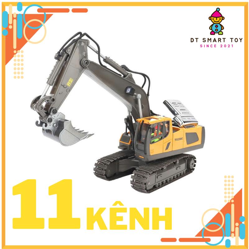 Máy Xúc Điều Khiển Từ Xa 11 Kênh Gầu Kim Loại Cho Bé - Loại Sạc Pin Toy Đồ Chơi Xe Ben