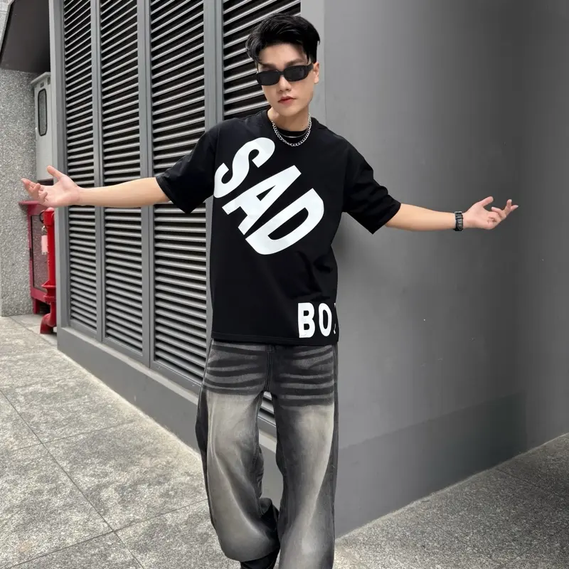 Áo Thun Cổ Tròn Oversize Sadboy (100% Cotton CG 4 Chiều 220GSM) Menswear