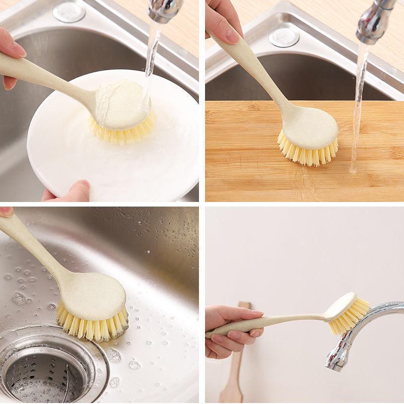 Dụng Cụ Chà Nồi Cán Gỗ, Đa Năng, Bàn Chải Làm Sạch Nhà Bếp, Dầu Chống Dính, Cán Dài, Bàn Chải Rửa Bát, Bàn Chải Nồi Lông Mềm, Dụng Cụ Ma Thuật Làm Sạch Nồi 4