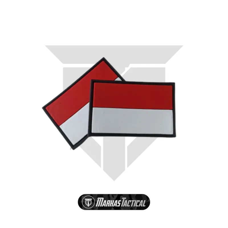 PATCH RUBBER LOGO BENDERA INDONESIA MERAH putih/TEMPELAN EMBLEM KARET VELCRO merah putih 1