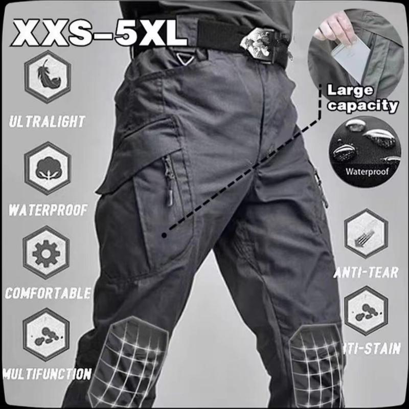 Autumn Winter Loose Tapered Warm Fleece Waterproof Cargo Pants Men Causal Ankle-Length Elastic Trousers