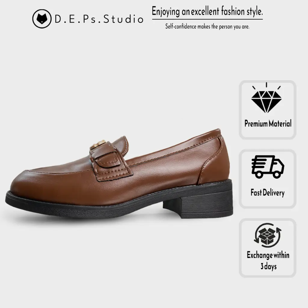 Shoes nữ Loafer Hoa Trà 3CM 2023 Mã GHT01 da PU cao cấp. Women