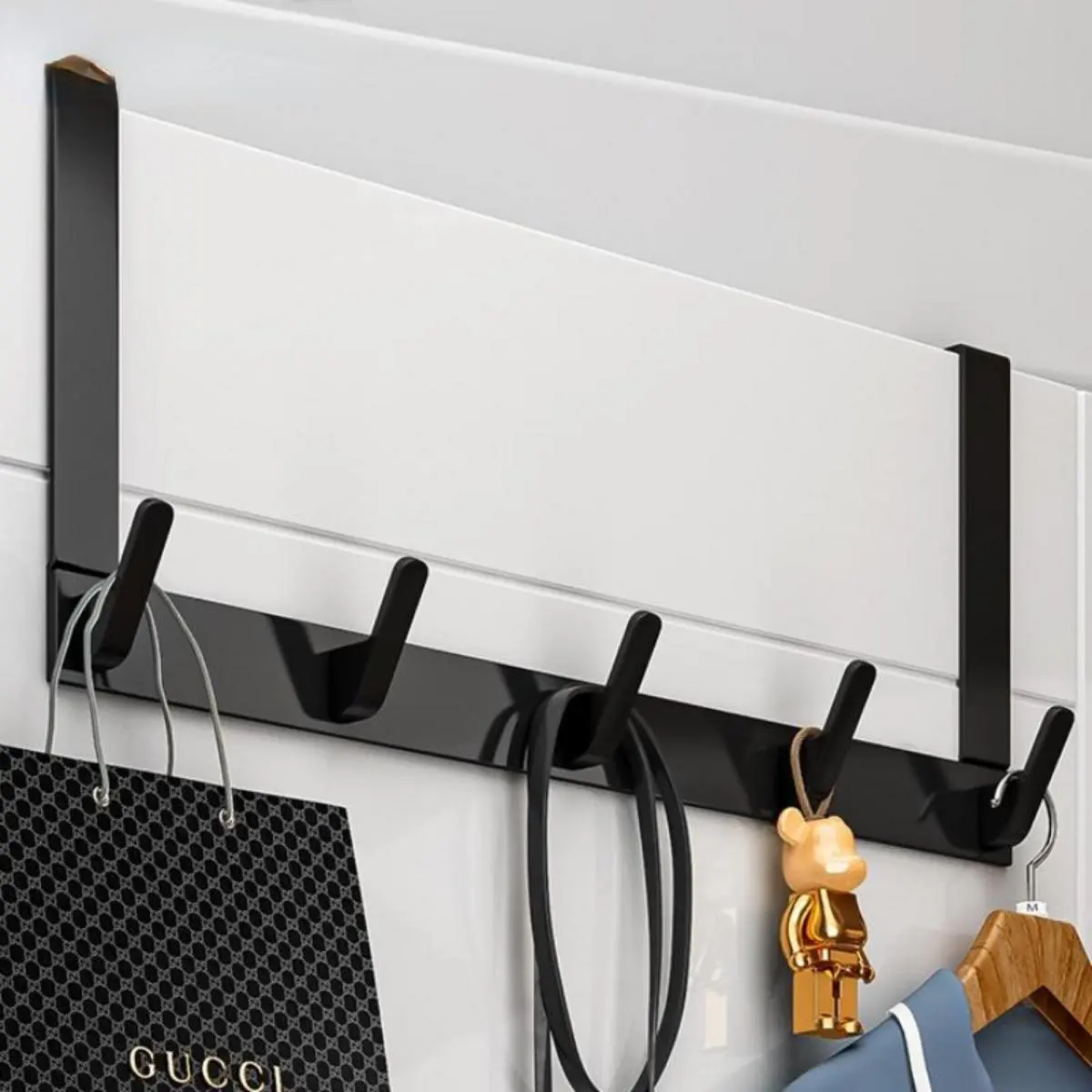 New Cooker Keys Towel Hanger Clothes Hat Scarf Hanging Rack for Door Closet Cabinet Strong Load Bearing Organizer Tool 5 Grids S-type Metal Hook Space-saving Sundries Finishing Shelf Easy life