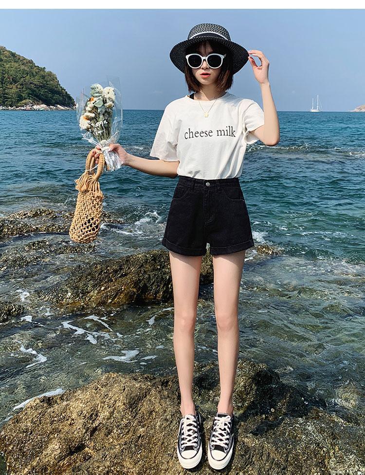 Product Introduction of Seluar Pendek Denim Pinggang Ultra Tinggi, Hitam Xuan Ya, Untuk Wanita, Musim Panas 2024 Ketibaan Baru, Nipis dan Longgar, Garis A-Pinggang, Kaki Lebar, Seluar Panas, Gaya Ins Bergaya 13