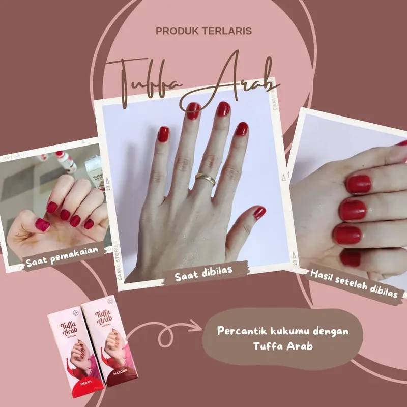 Henna TUFFA ARAB Warna Awet tahan lama sah buat Wudhu & Sholat Kuku Tangan Nail Art Polish Kutek 1