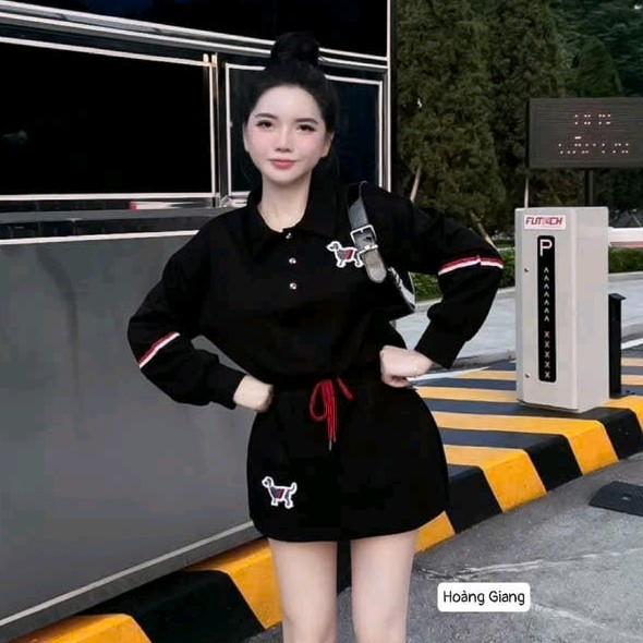 Sét bộ váy Nỉ thời trang Nữ mặc đi chơi dạo phố cực xinh đẹp, áo nỉ thêu cún cute dài tay phối chân váy ngắn có lót quần trong mặc  xinh đẹp dễ thương Dress Women