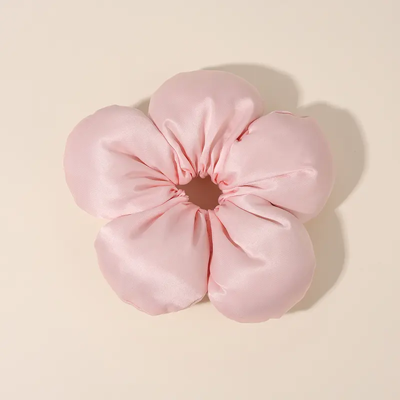 Dây Buộc Tóc Hoa Bánh Mì, Chất Liệu Satin Cao Cấp, Scrunchie Đầy Bông 3D, Thiết Kế Thanh Lịch Women Nữ 4