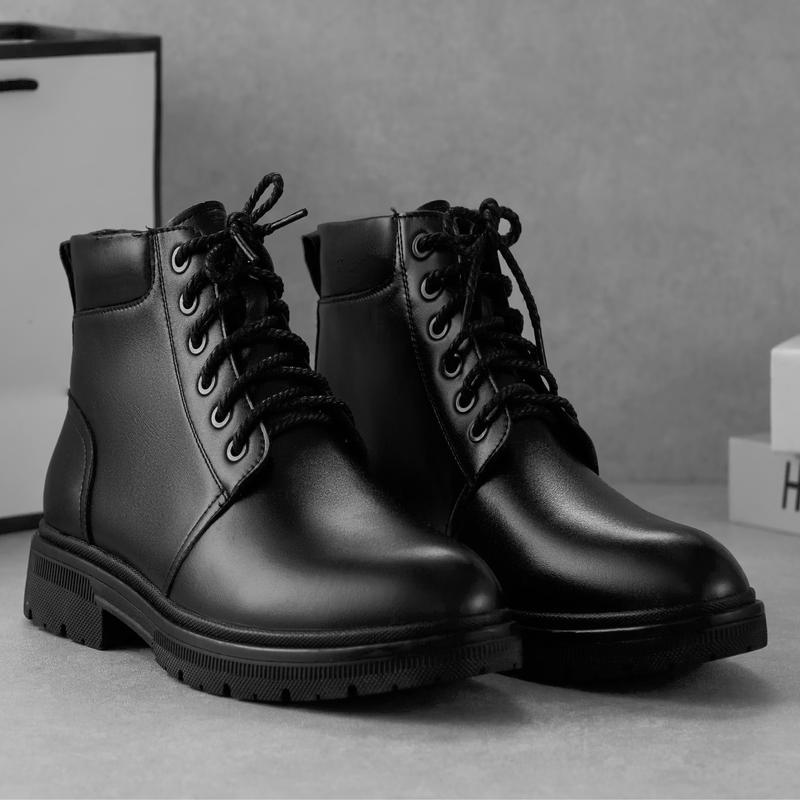 Giày Boot nam LuxWear da bò nguyên tấm màu đen mềm êm phong cách trẻ trung GC02