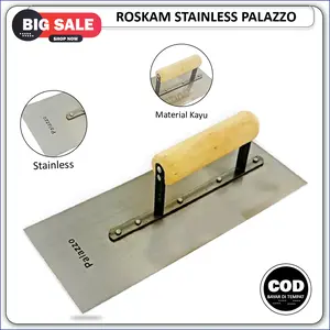 Roskam Raskam Acian Alat Plaster Tembok Dinding Semen Plat Baja Asli Stainless Plester bangunan Palazzo Murah Besi Silver Paint Plastik