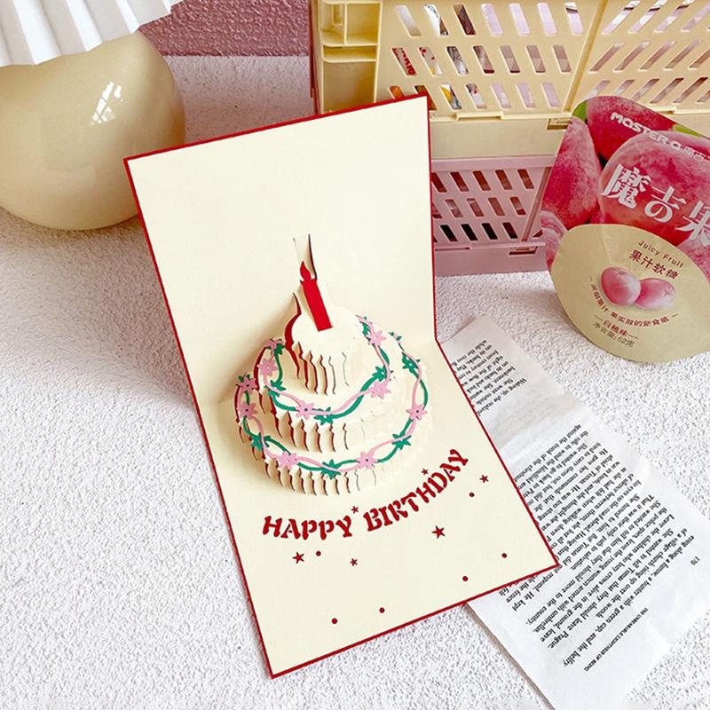 Product Introduction of Thiệp bánh sinh nhật, thiết kế 3D, với âm nhạc nhẹ, thẻ chúc mừng, thích hợp làm quà tặng sinh nhật vui vẻ, bao gồm đồ dùng 0