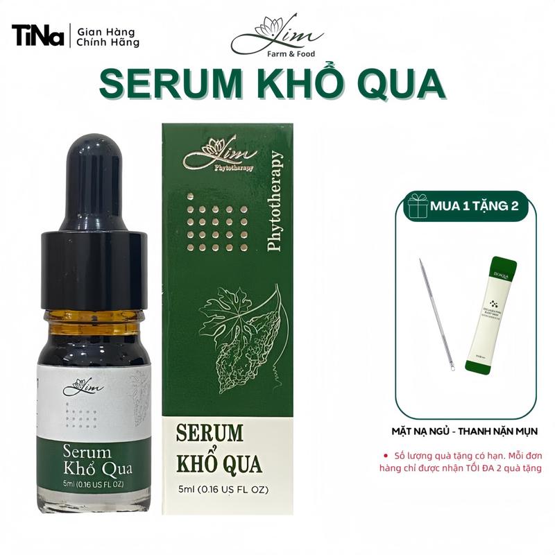 SERUM KHỔ QUA LIM - Hỗ trợ cải thiện tình trạng mụn lọ 5ml - Tặng kèm cây nặn mụn mặt nạ ngủ