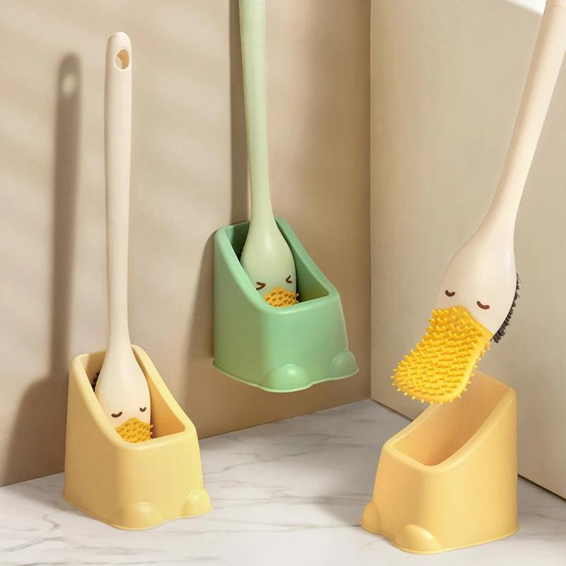 Product Introduction of Toilet Brush Household Cleaning Bathroom Accessories Long Handle Wall Mounted Cartoon Duck Creative Space Saving Toilet Brush 8