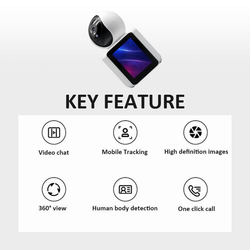Product Introduction of Intelligent surveillance camera visual two-way video call one-click call home baby monitor with screen 1