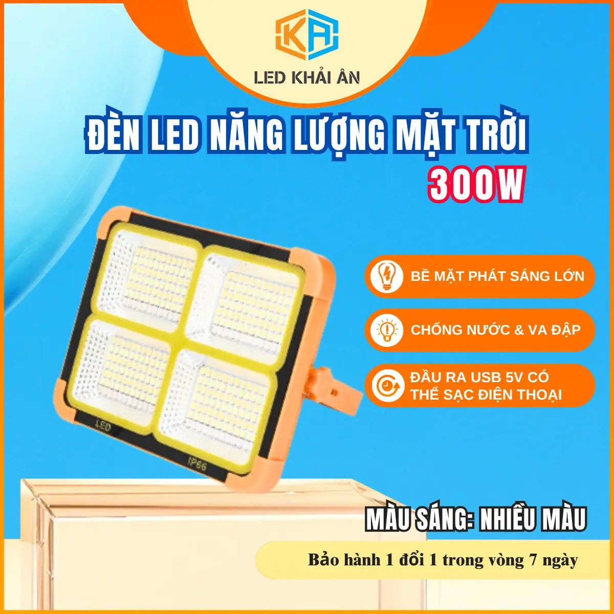 Đèn tích điện 300W siêu sáng sử dụng năng lượng mặt trời hoặc sạc điện đèn xách tay đa năng. Đèn pin siêu sáng