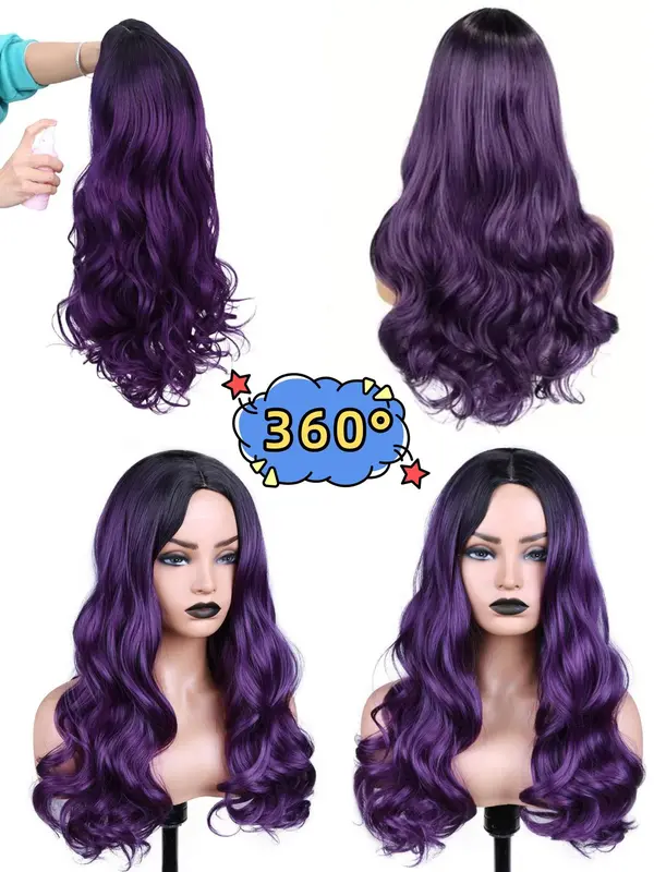 Women's Long Curly Synthetic Wigs, Wigs for Cosplay Party, Anime or Costume Party, Striking Natural Fluffy Hair Wigs without Bangs for Daily or Party, Heat Resistant Fiber Hair Wigs 6