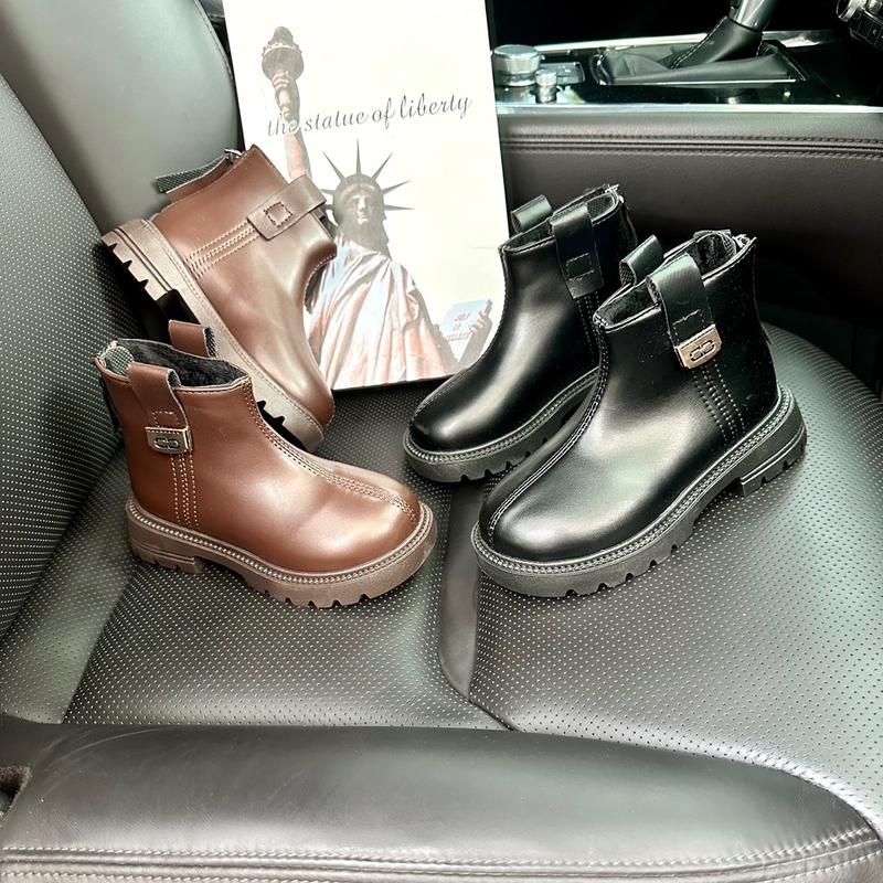 Sz26-37 FORM TO ƯU ĐÃI Giày boot bé trai gái LÓT LÔNG NHUNG MỎNG chất da cao cấp mềm-êm khoá kéo tiện lợi đế cao su chống trơn lót nhung 5522