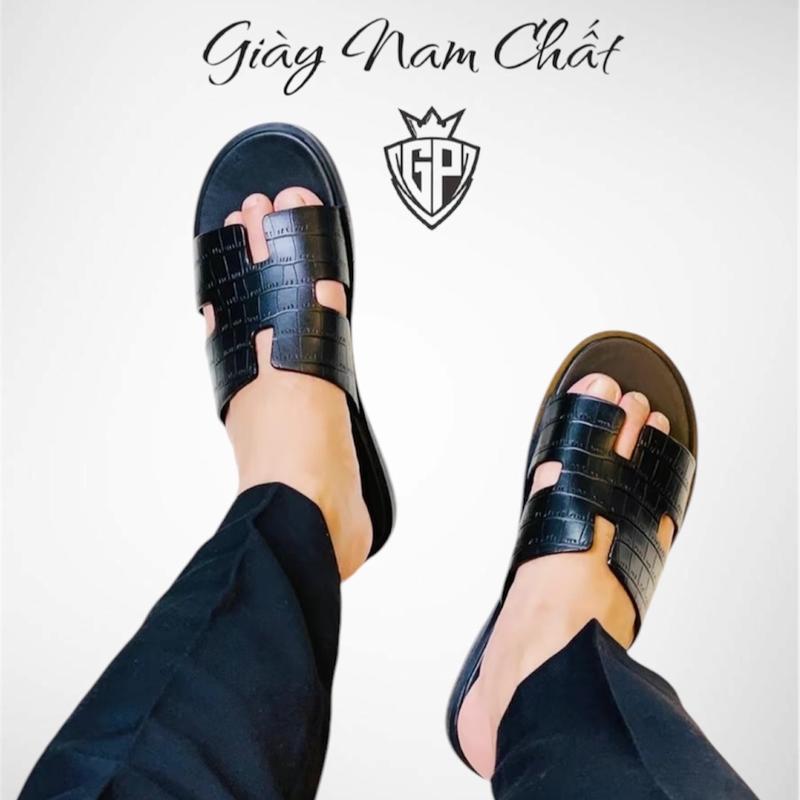 Dép Nam Quai Ngang Da Bò Dép HMR Dép Đế Phíp Gỗ Dán Vibramm Chống Trơn Trượt Hàng Thủ Công Cao Cấp Sang Trọng Lịch Sự Đẳng Cấp