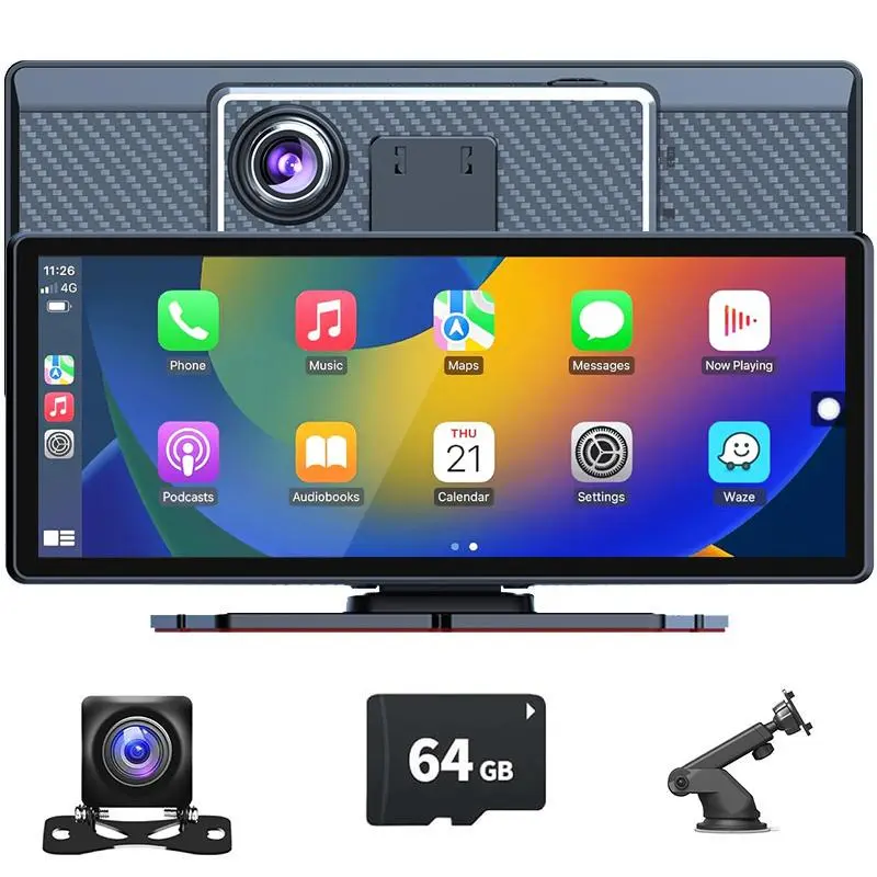 8.1 Inch HD IPS Touch Screen Car Players, Car Video Player with 2.5K Dash Cam & 1080P Backup Camera, Car Electronics Compatible with Wireless CarPlay & Android Auto