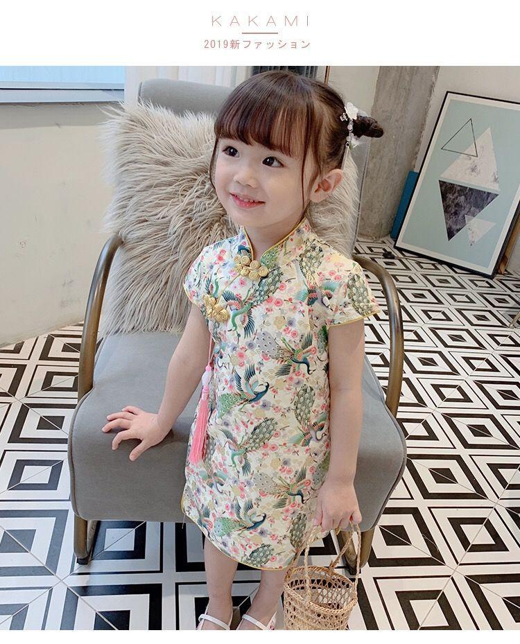 Product Introduction of Children's Clothing Girls' Summer New Children's Slim Fit Cheongsam and Dress Little Girl Princess Dress Chinese Style Retro Dress 1